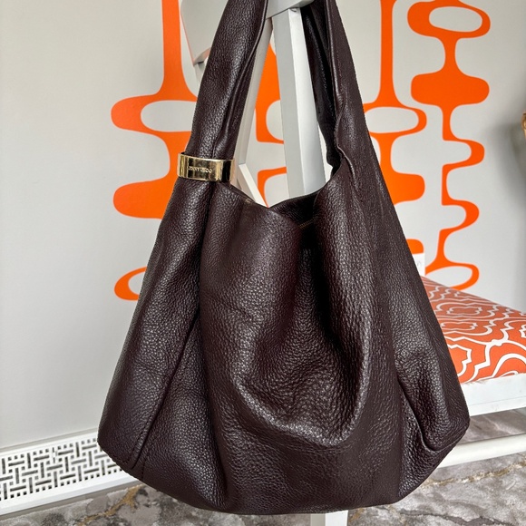 Jimmy Choo Saba Hobo Bag Chocolate Brown Leather - Picture 1 of 12